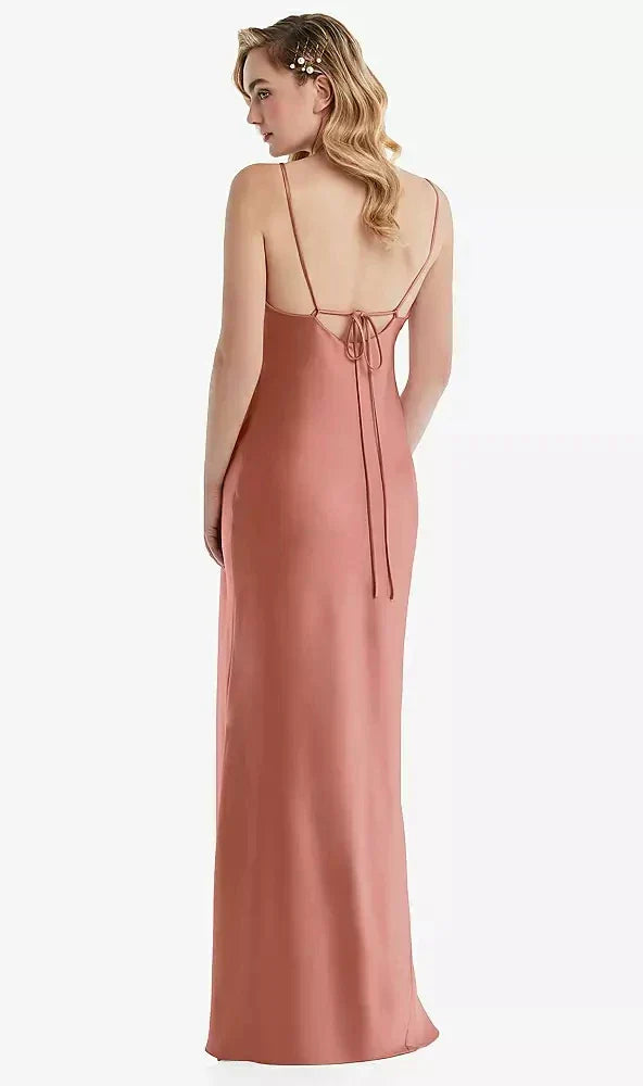 Cowl-Neck Tie-Strap Maternity Slip Dress in Desert Rose