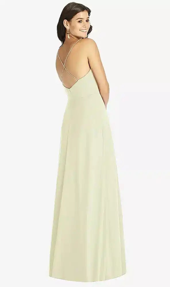Criss Cross Back A-Line Maxi Dress in Butter Yellow