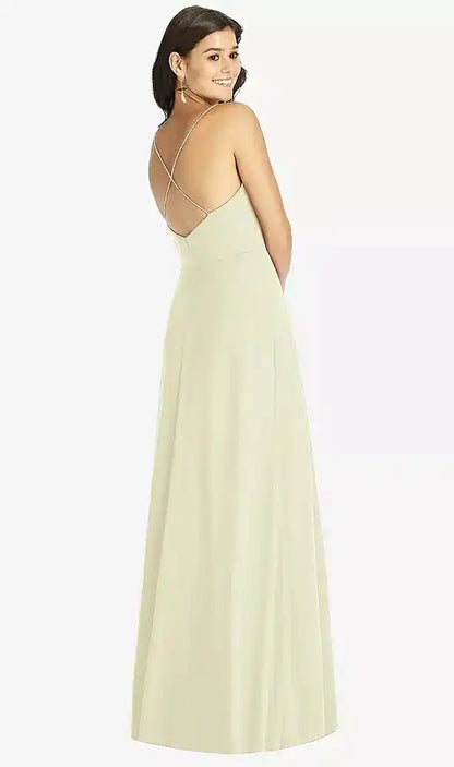 Criss Cross Back A-Line Maxi Dress in Butter Yellow