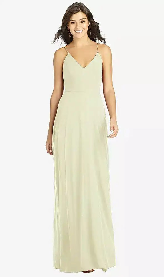 Criss Cross Back A-Line Maxi Dress in Butter Yellow