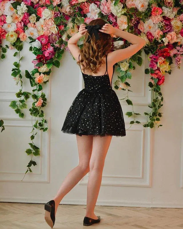 Cute A-Line Off-The-Shoulder Sleeveless Tulle Short-Mini Homecoming Dress