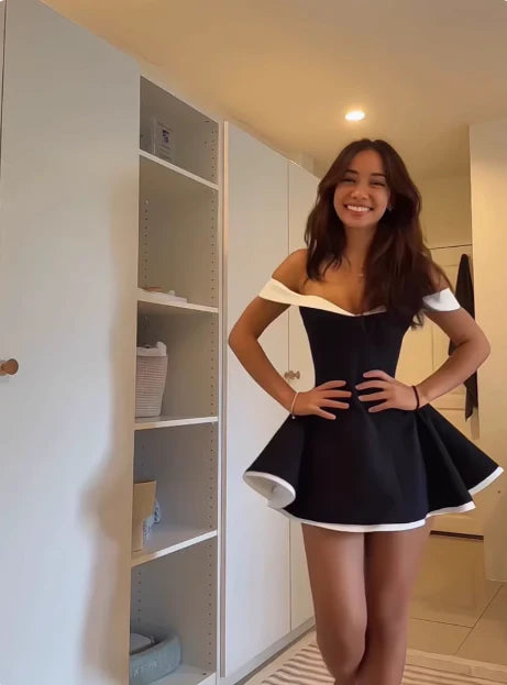 Cute A-Line Off the Shoulder Sleeveless Lace Up Short-Mini Prom Dress