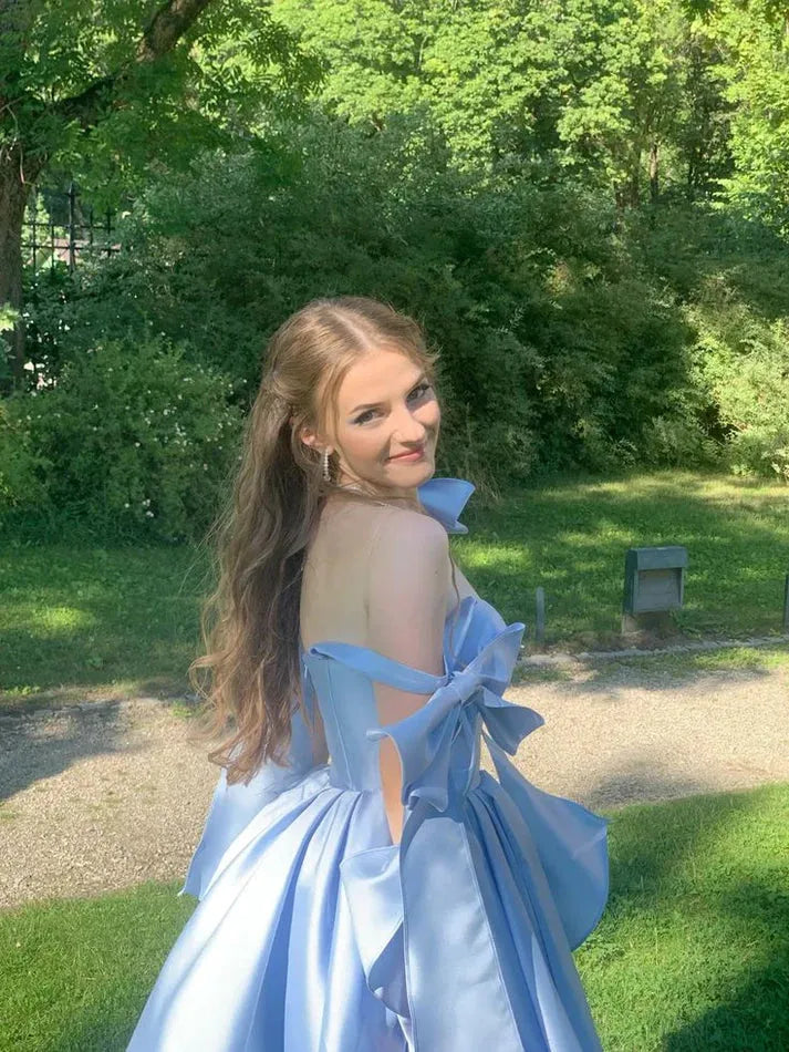 Cute A-Line Spaghetti Strap Sleeveless Backless Tea-Length Prom Dress