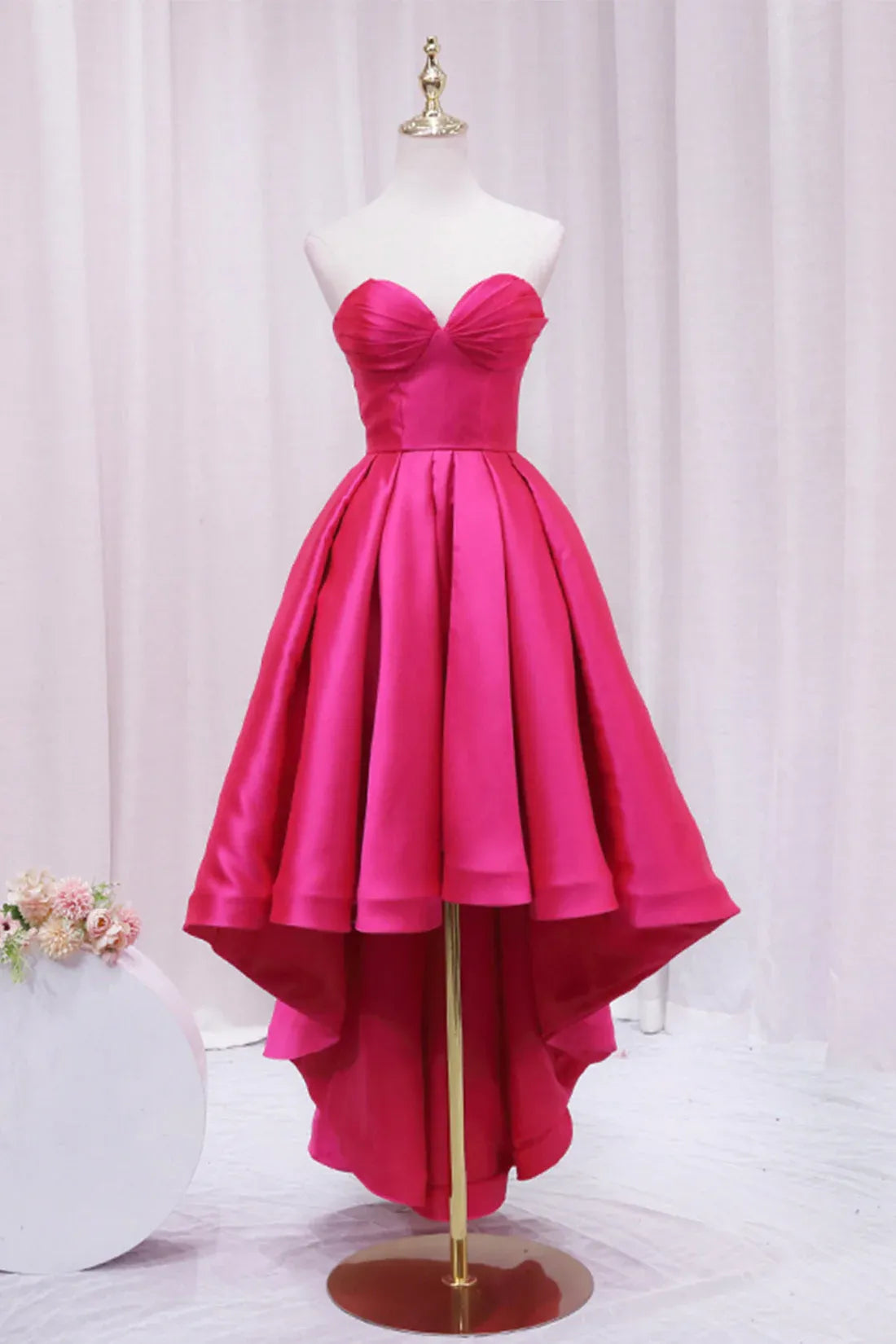 Cute A-Line Sweetheart Sleeveless Lace Up High Low-Length Prom Dress