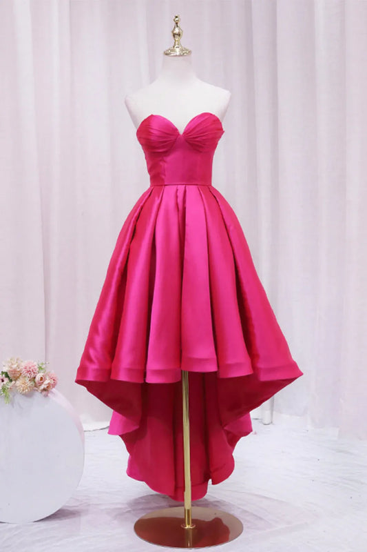 Cute A-Line Sweetheart Sleeveless Lace Up High Low-Length Prom Dress