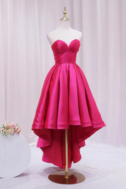 Cute A-Line Sweetheart Sleeveless Lace Up High Low-Length Prom Dress