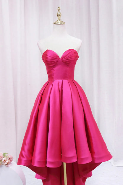 Cute A-Line Sweetheart Sleeveless Lace Up High Low-Length Prom Dress