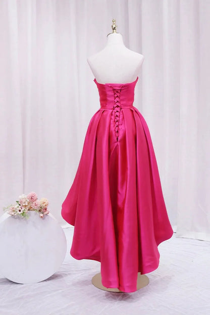 Cute A-Line Sweetheart Sleeveless Lace Up High Low-Length Prom Dress