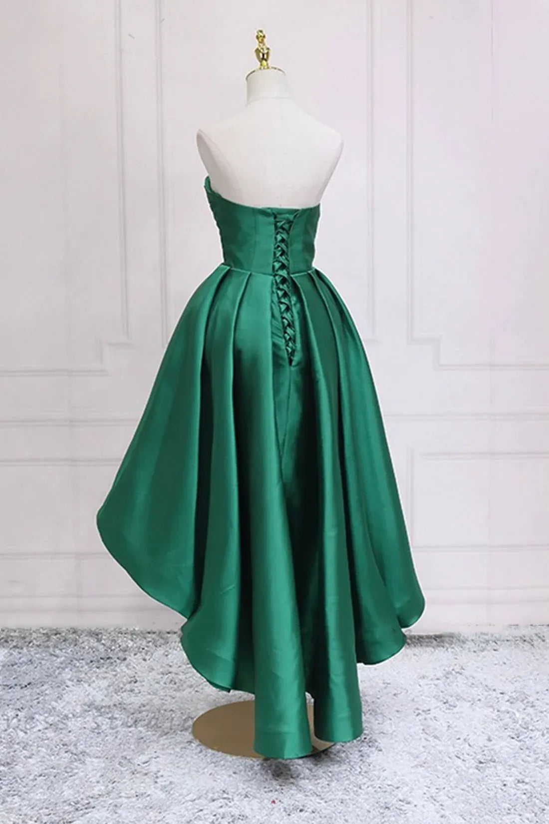Cute A-Line Sweetheart Sleeveless Lace Up High Low-Length Prom Dress