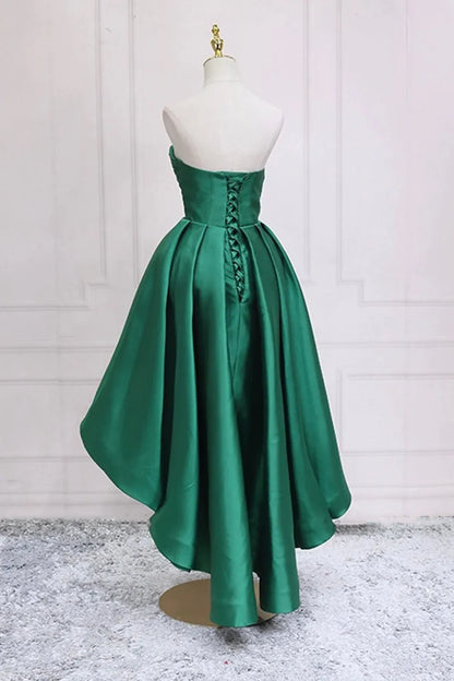 Cute A-Line Sweetheart Sleeveless Lace Up High Low-Length Prom Dress