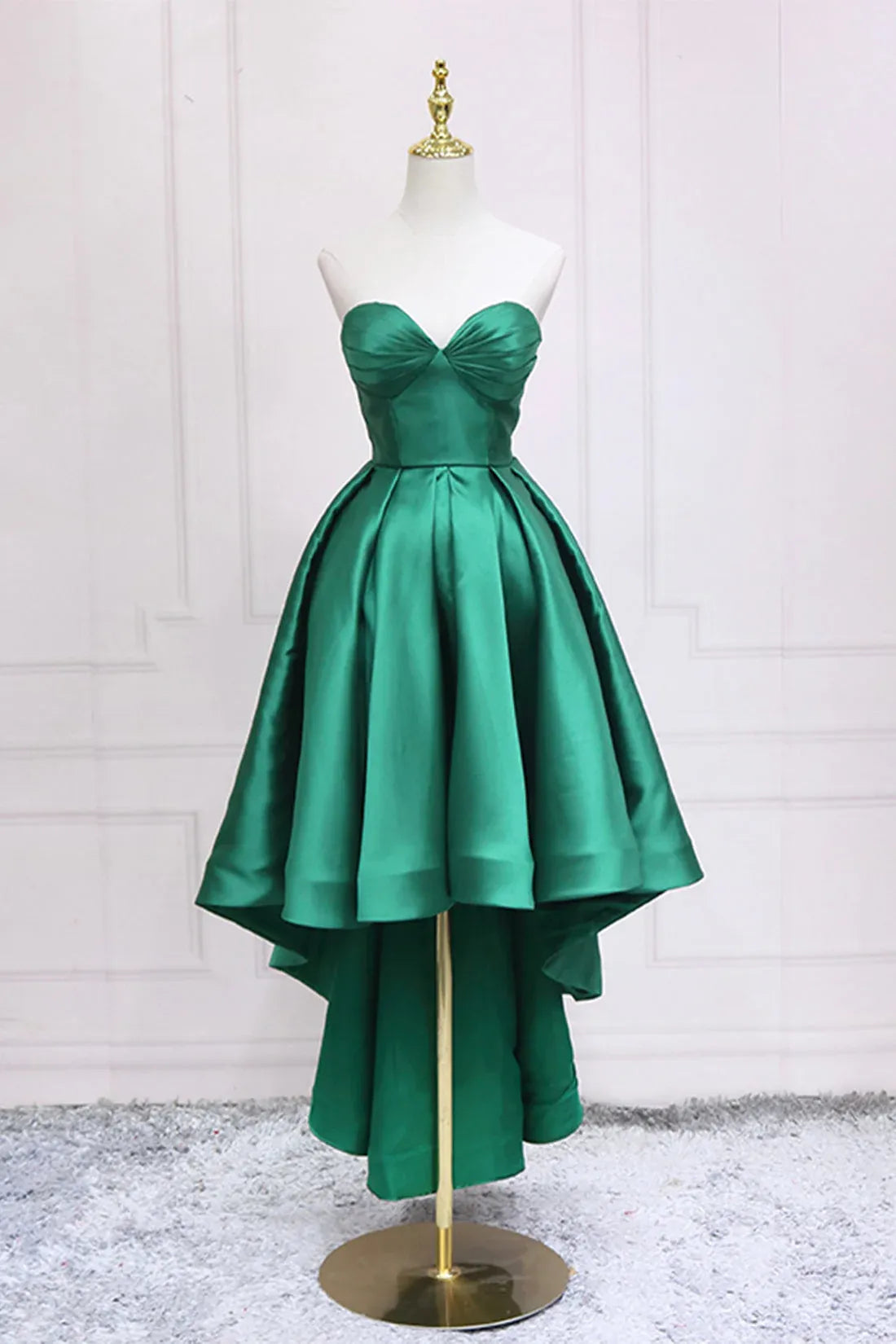 Cute A-Line Sweetheart Sleeveless Lace Up High Low-Length Prom Dress
