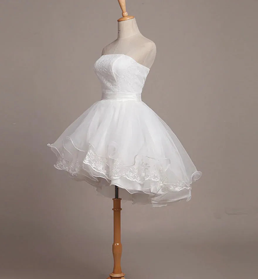 Cute A-Line Sweetheart Sleeveless Tulle Lace Short-Mini Homecoming Dress