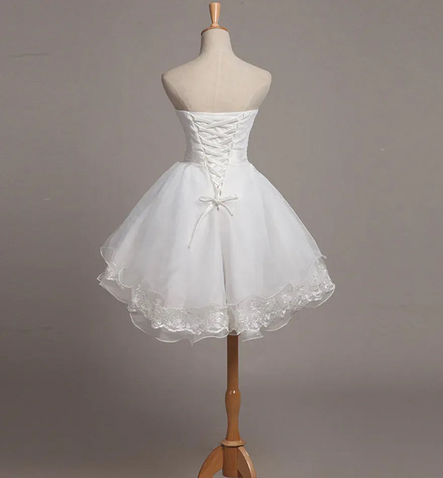 Cute A-Line Sweetheart Sleeveless Tulle Lace Short-Mini Homecoming Dress