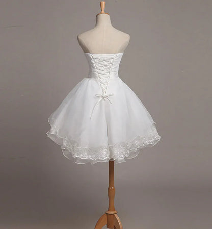 Cute A-Line Sweetheart Sleeveless Tulle Lace Short-Mini Homecoming Dress