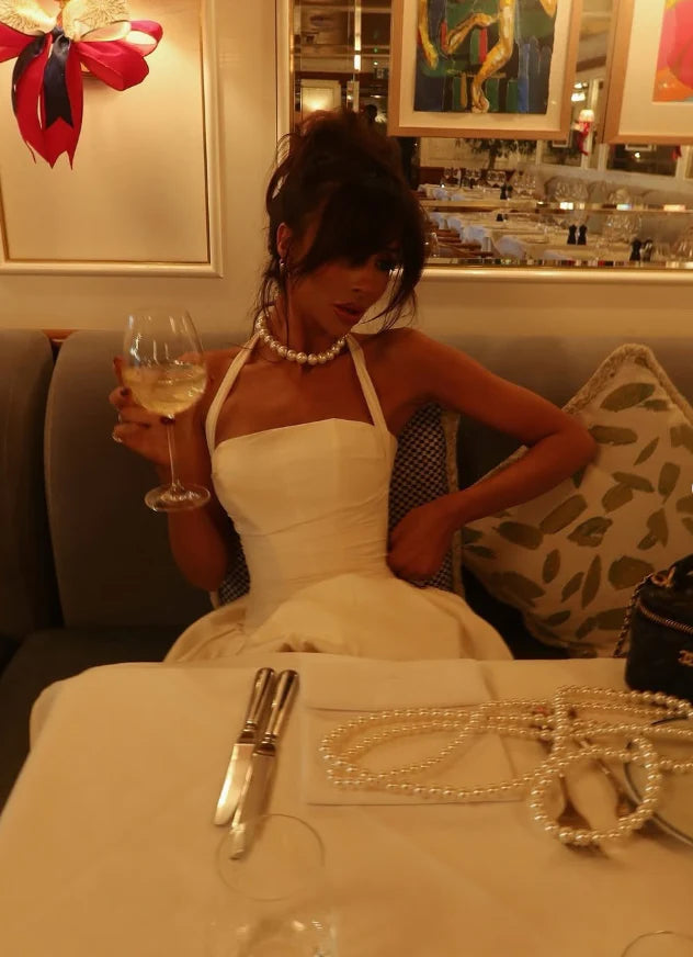 Cute A Line Halter Neck Sleeveless Satin Short-Mini Homecoming Dress