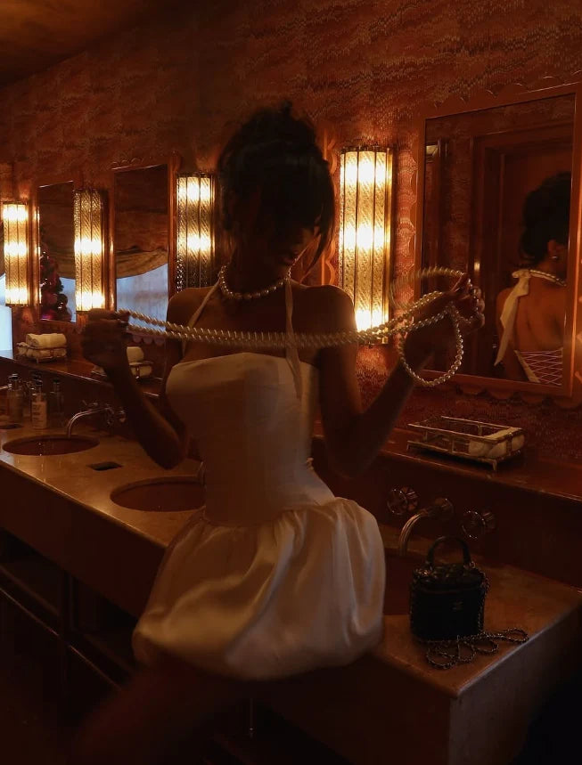 Cute A Line Halter Neck Sleeveless Satin Short-Mini Homecoming Dress