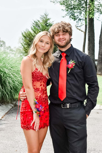 Cute A Line Spaghetti Straps Sleeveless Lace Up Short Mini Homecoming Dress