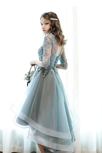 Cute Lace High Low Prom Dresses A-Line Party Homecoming Dresses