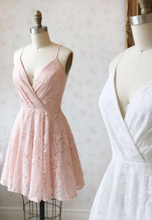 Cute Lace Short Prom Dresses A-Line Homecoming Dresses