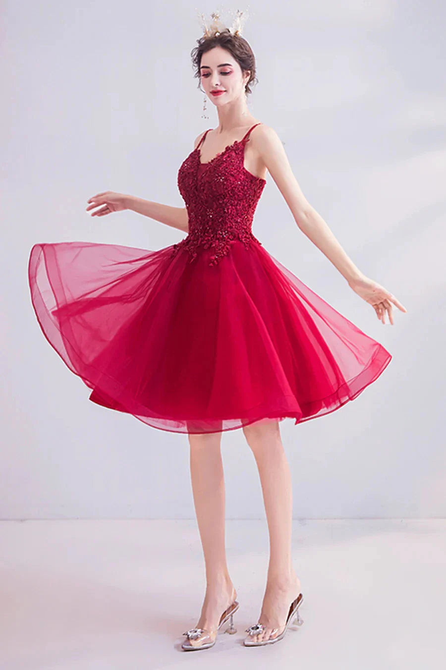 Cute Lace Short Prom Dresses A-Line Homecoming Dresses