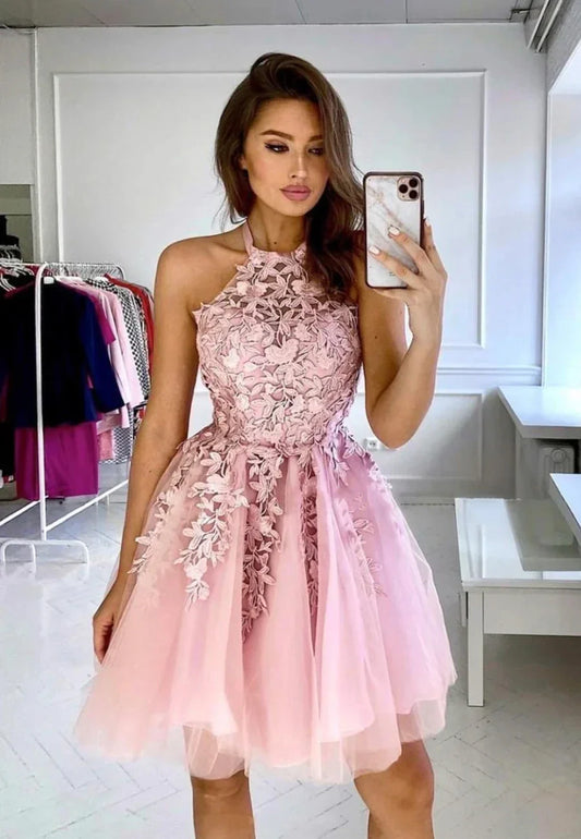 Cute Lace Short Prom Dresses A-Line Homecoming Dresses