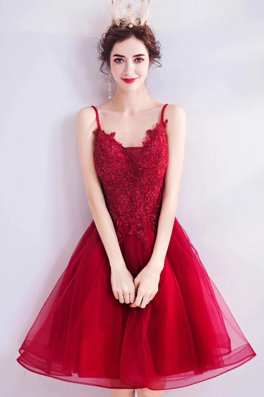Cute Lace Short Prom Dresses A-Line Homecoming Dresses