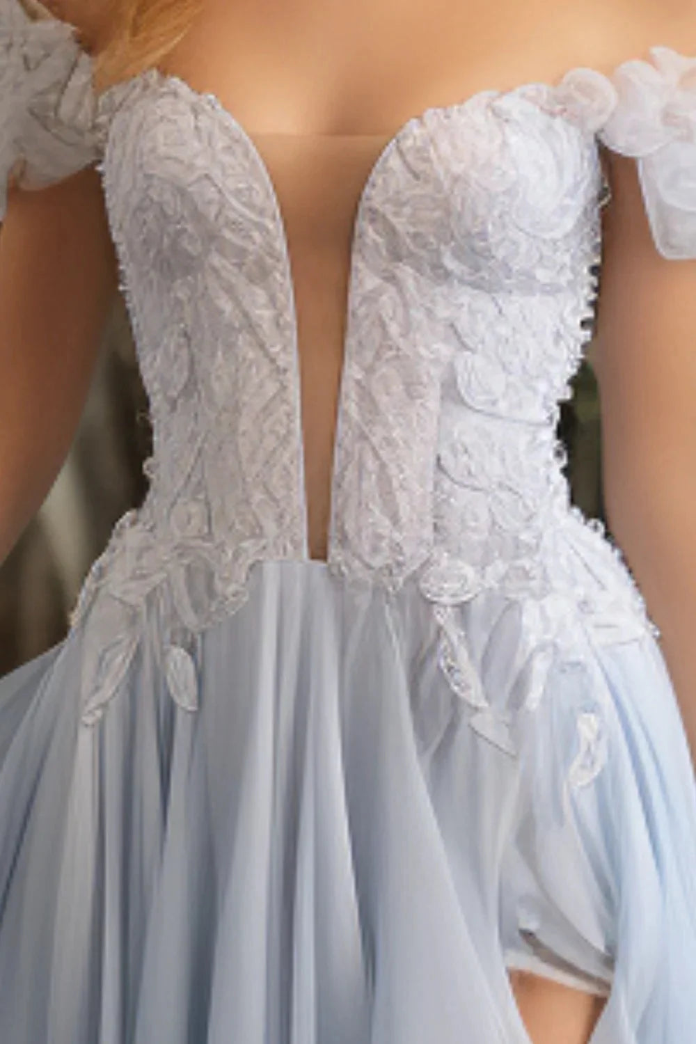 Cute Light Blue Off the Shoulder Prom Dress