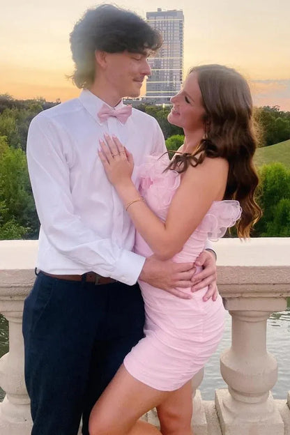 Cute Sheath Strapless Sleeveless Backless Short-Mini Homecoming Dress