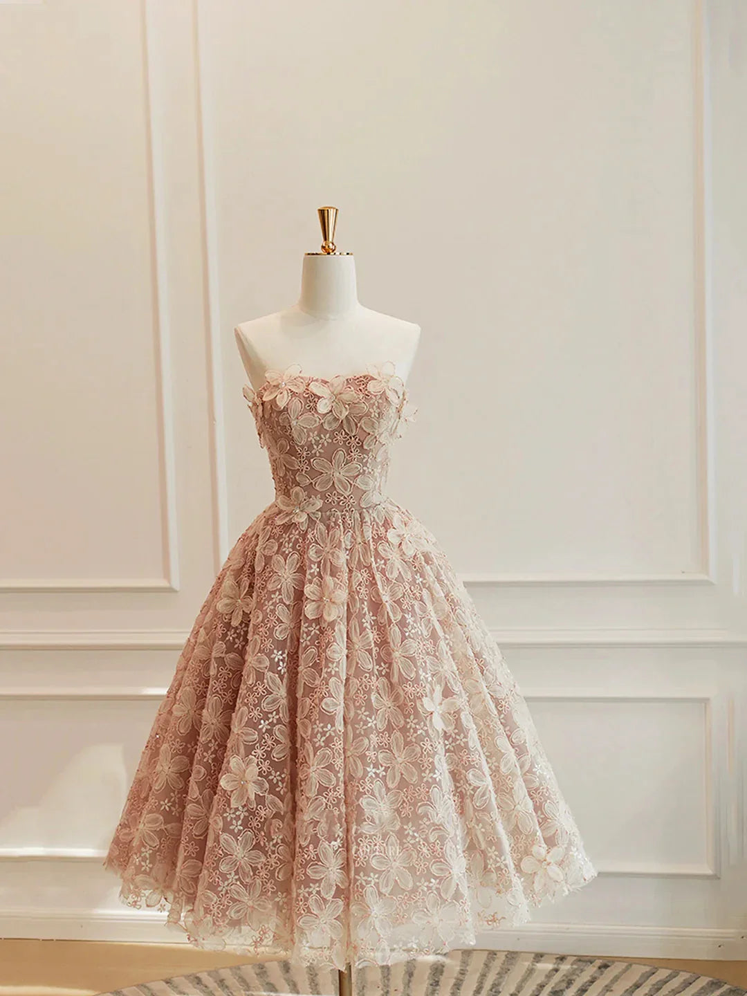 Cute Tulle Flower Short Prom Dress Beautiful Off the Shoulder A-Line Evening Party Dress