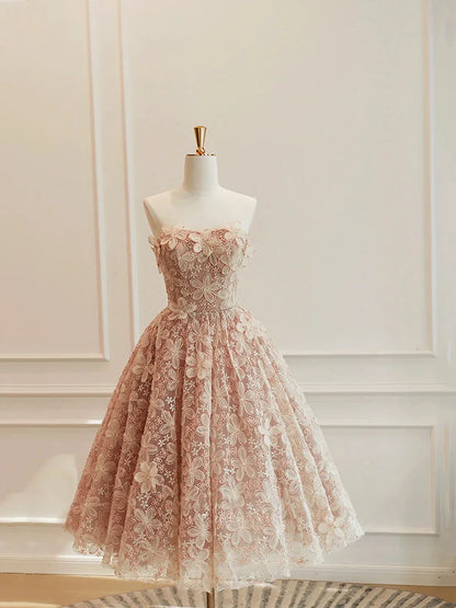 Cute Tulle Flower Short Prom Dress Beautiful Off the Shoulder A-Line Evening Party Dress