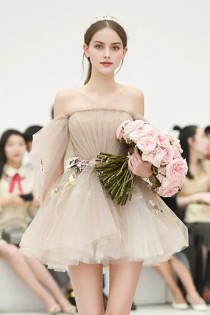 Cute Tulle Short Prom Dresses A-Line Homecoming Dresses
