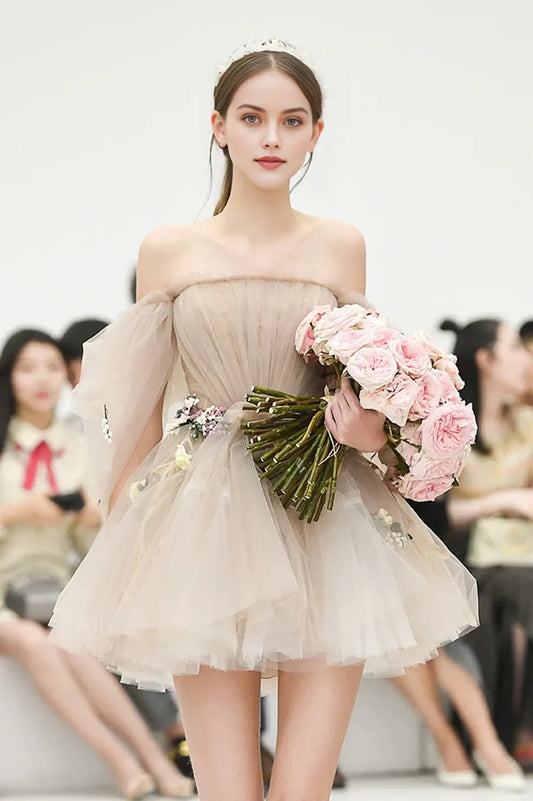 Cute Tulle Short Prom Dresses A-Line Homecoming Dresses