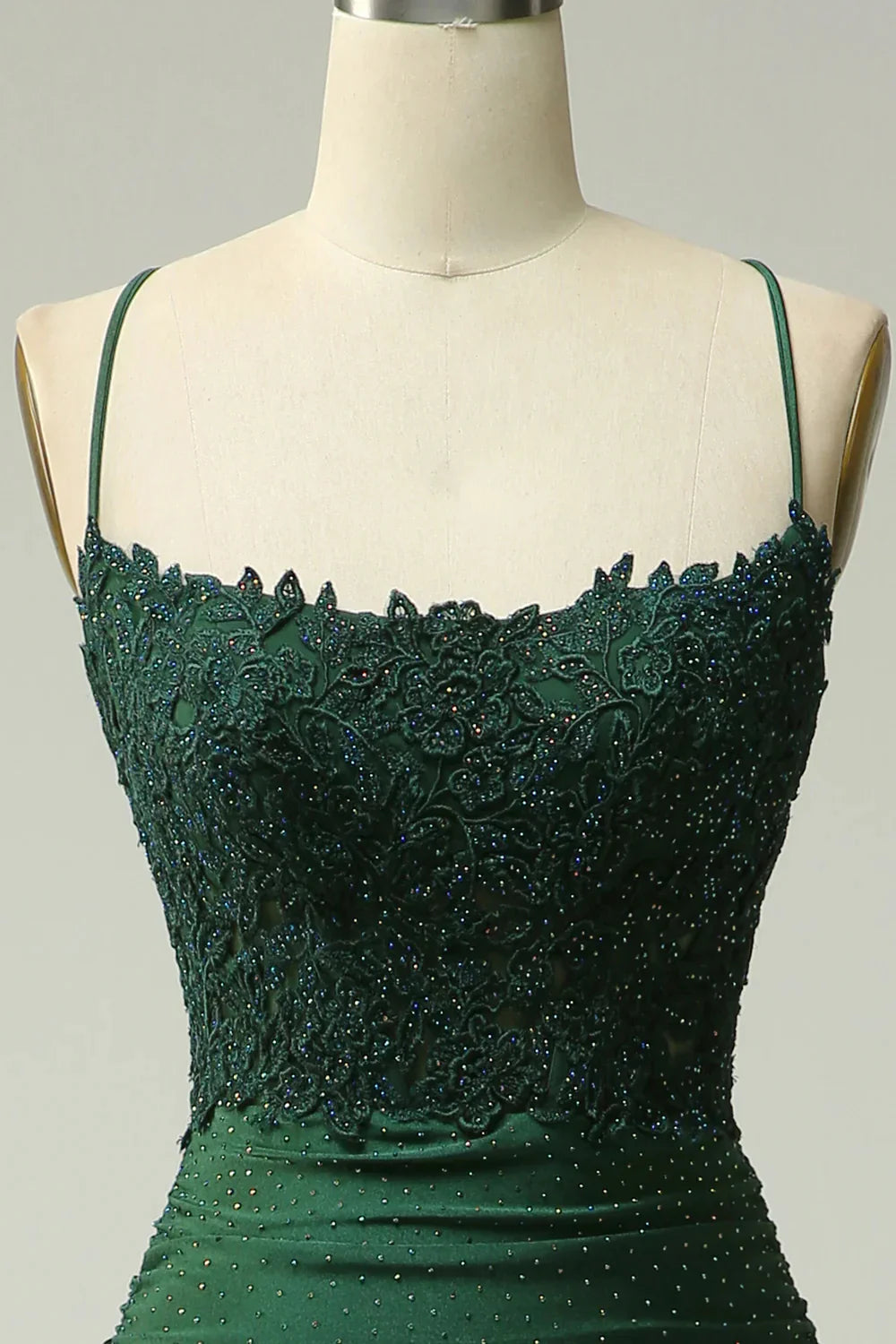 Dark Green Mermaid Halter Long Prom Dress with Appliques Beading