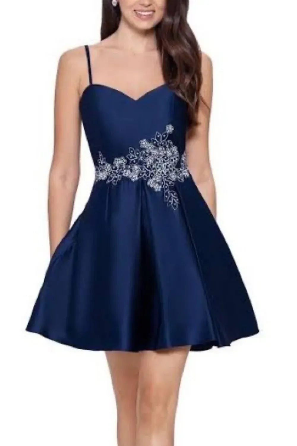 Discount A-Line V Neck Sleeveless Pleated Satin Short-Mini Homecoming Dress