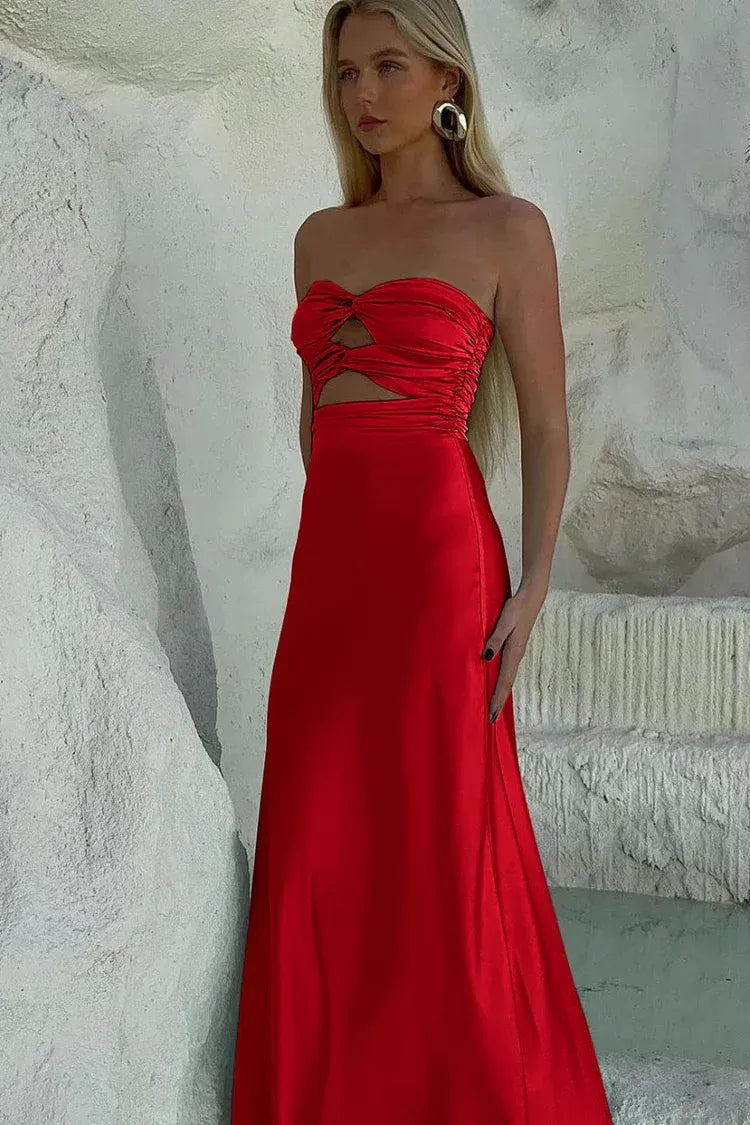 Discount Mermaid Sweetheart Sleeveless Satin Pleated Floor-Length Prom Dress