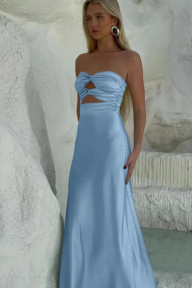 Discount Mermaid Sweetheart Sleeveless Satin Pleated Floor-Length Prom Dress