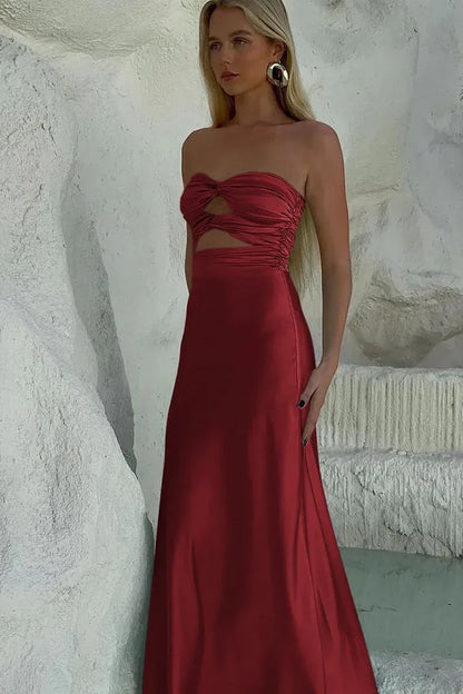 Discount Mermaid Sweetheart Sleeveless Satin Pleated Floor-Length Prom Dress
