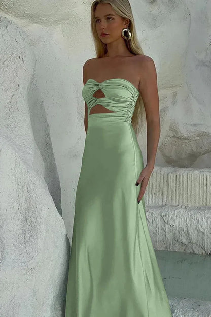 Discount Mermaid Sweetheart Sleeveless Satin Pleated Floor-Length Prom Dress