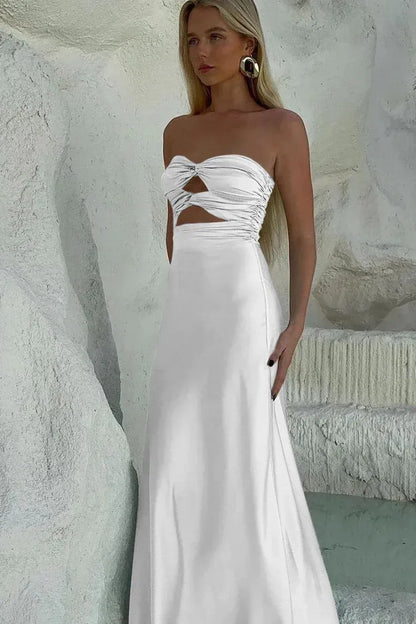Discount Mermaid Sweetheart Sleeveless Satin Pleated Floor-Length Prom Dress