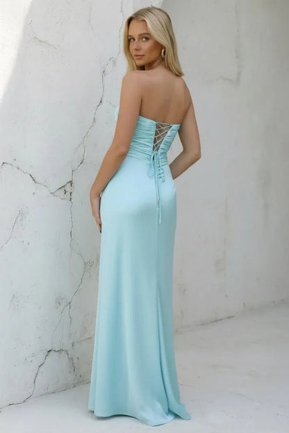 Discount Mermaid Sweetheart Sleeveless Satin Pleated Floor-Length Prom Dress