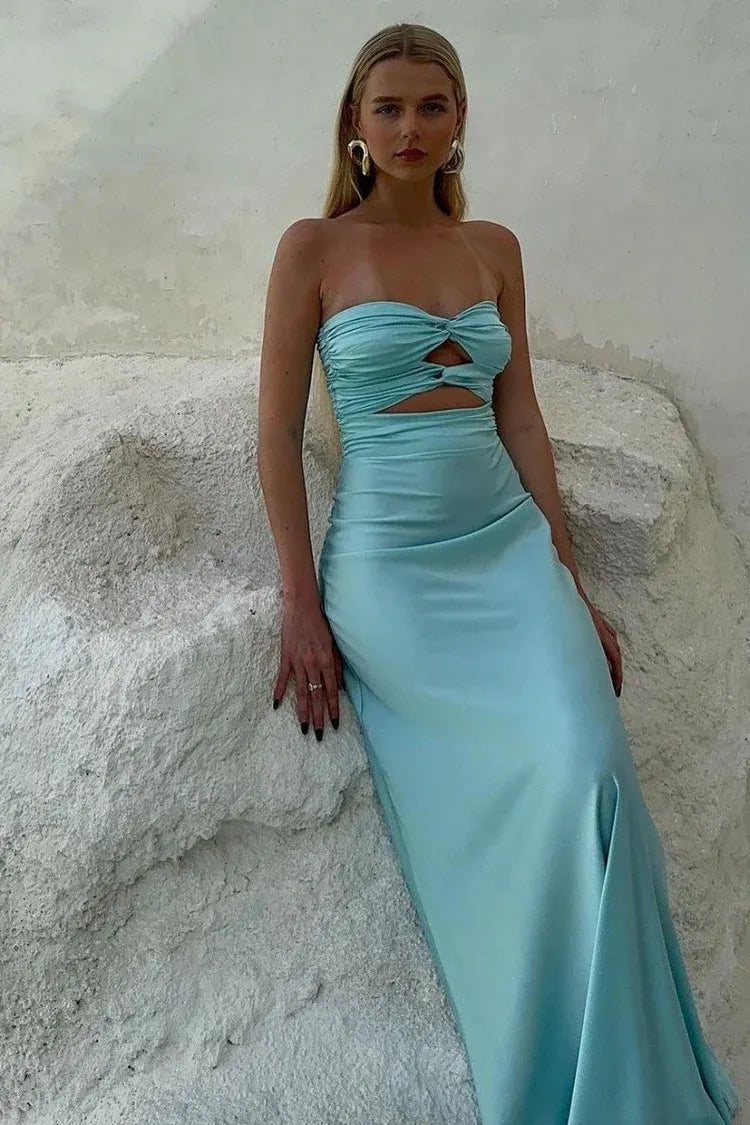 Discount Mermaid Sweetheart Sleeveless Satin Pleated Floor-Length Prom Dress