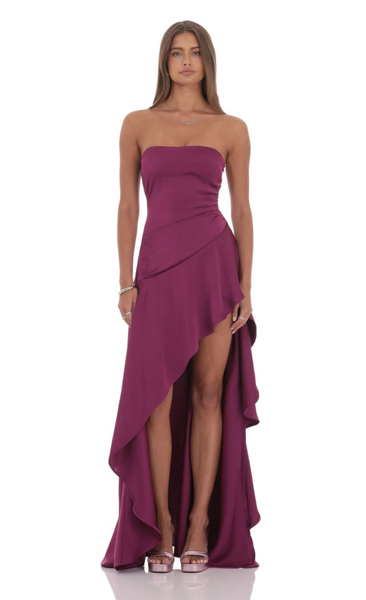 Dramatic Sheath Sweetheart Strapless Open-Back Ruffled High-Low Prom Dresses