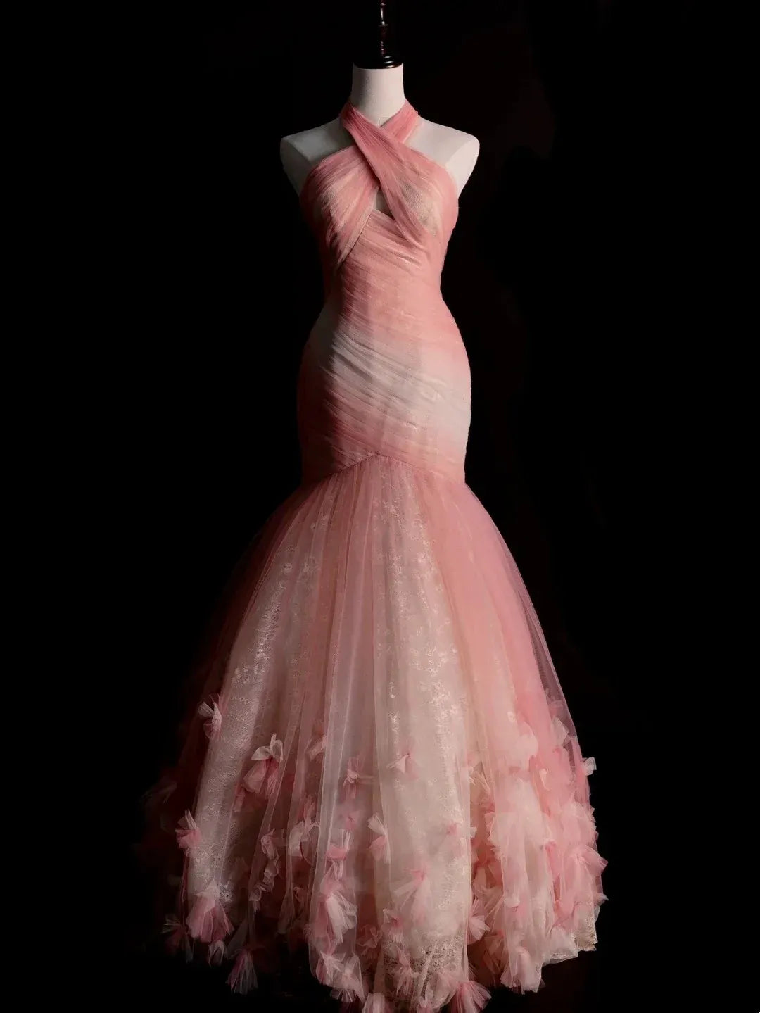 Dreamy Mermaid Halter Neck Sleeveless Zipper Back Floor-Length Prom Gown