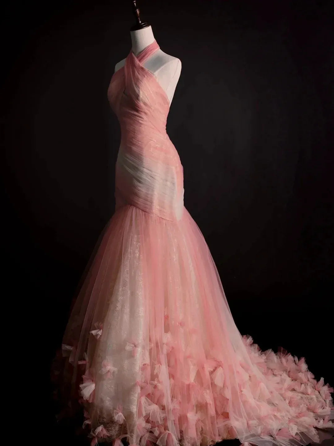 Dreamy Mermaid Halter Neck Sleeveless Zipper Back Floor-Length Prom Gown