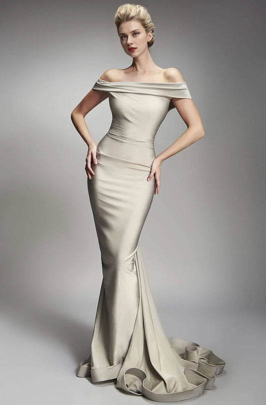 Dressesgowns Evening Dresses/ Off-Shoulder Floor Length Trumpet Sweep Train Prom Evening Gown/ Prom Dresses Stores