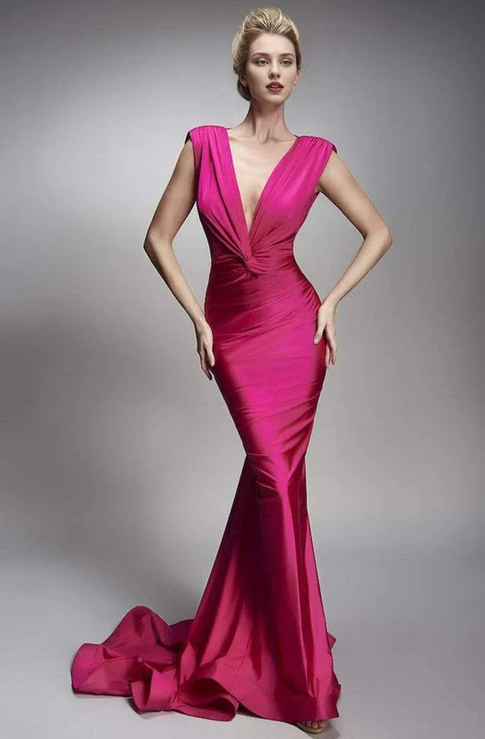 Dressesgowns Evening Dresses/ Plunging V-Open Back Sleeveless Twist Front Mermaid Gown Prom Gown/ Prom Dresses Stores