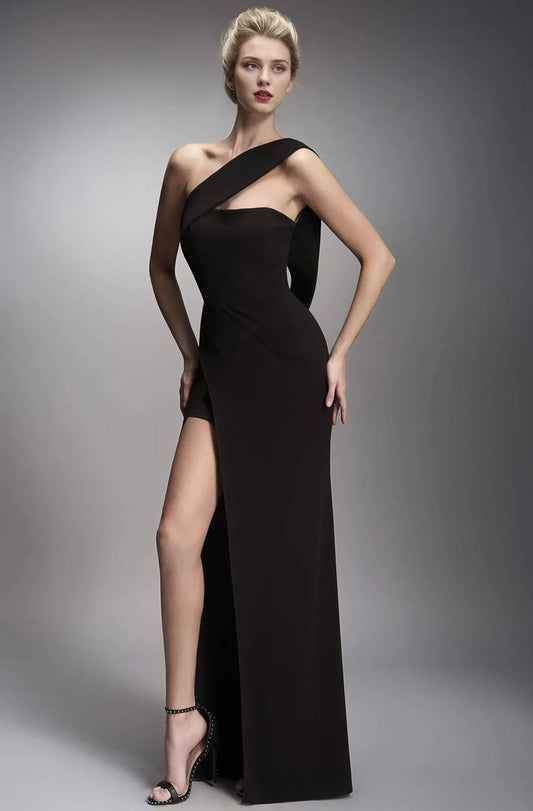 Dressesgowns Evening Dresses/ Princess One Shoulder Strap Sheer Back with Side Slit Prom Gown/ Prom Dresses Stores