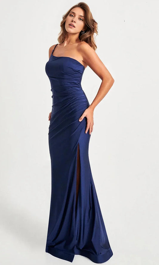 Dressesgowns Evening Dresses/ Sleeveless Ruched One Shoulder With High Slit Prom Evening Gown/ Prom Dresses Stores