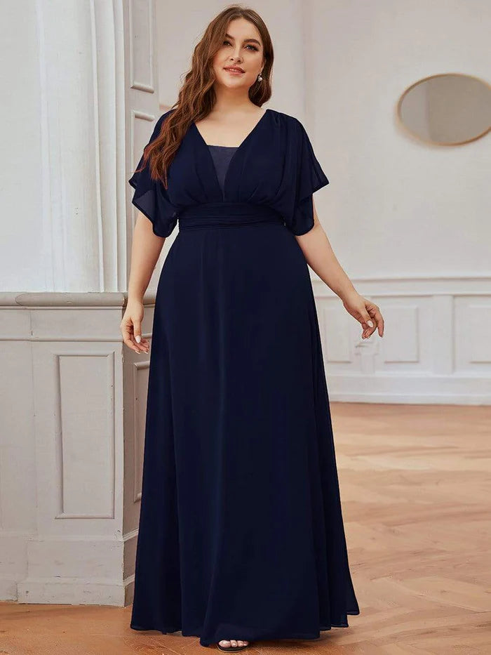 Plus Size Empire Waist Chiffon Formal Maxi Evening Dress Mother of the – QUYIHU Dress