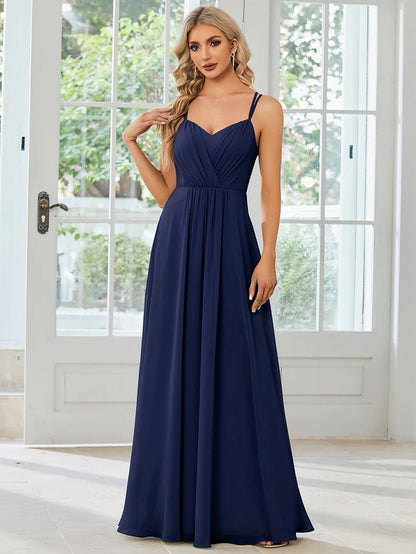 Convertible Chiffon Lace Open Back Spaghetti Straps Bridesmaid Dress